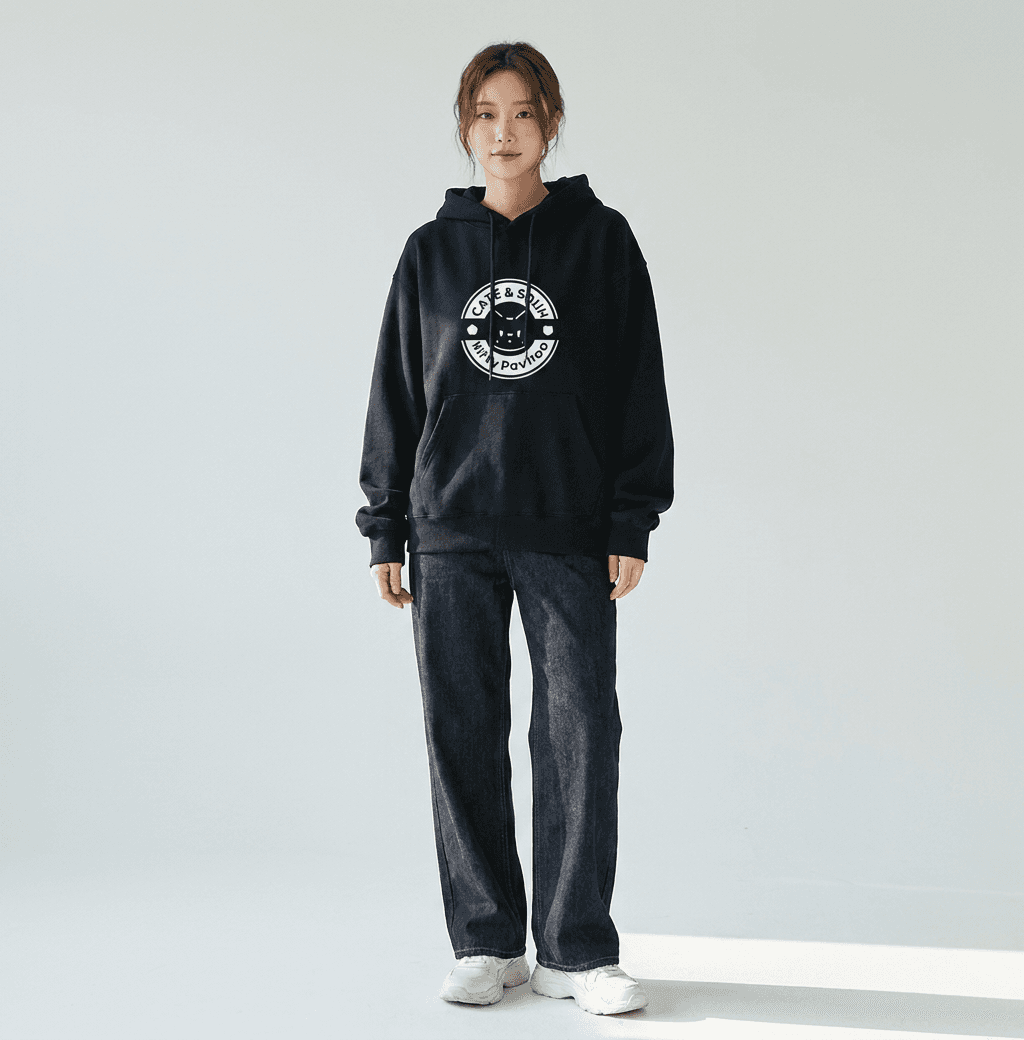 고양이와 스프 서클 후디 블랙