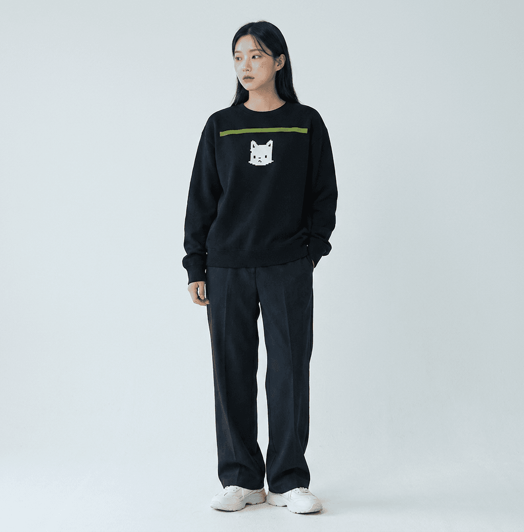 고양이와 스프 라인 스웨터 블랙